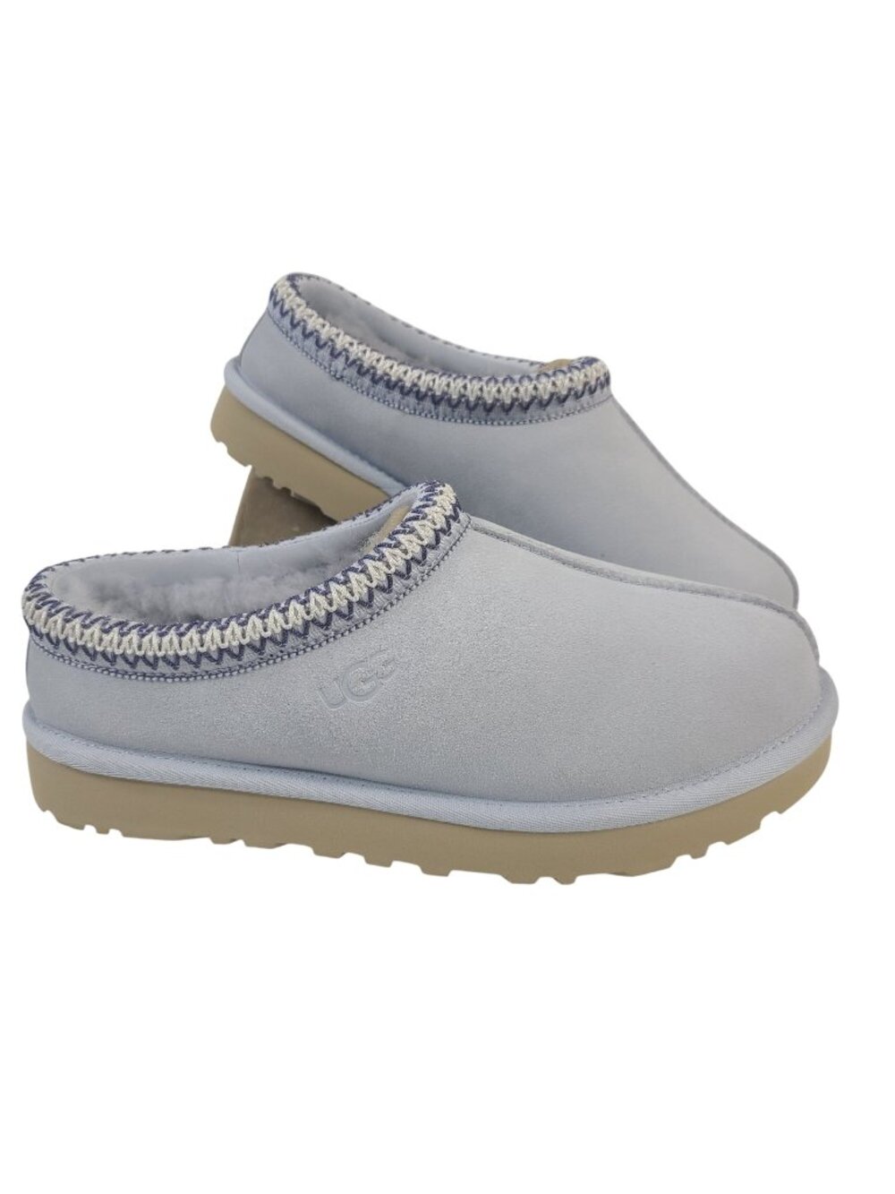 NEW UGG Tasman II Slippers Women's Light Blue Sz 9 Sheepskin Lined Suede Clog